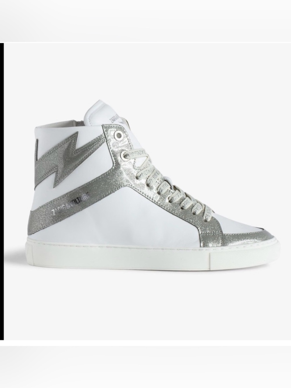 Title: Zadig & Voltaire High Top Leather Sneakers  Glitter Lightning Bolt EU 40